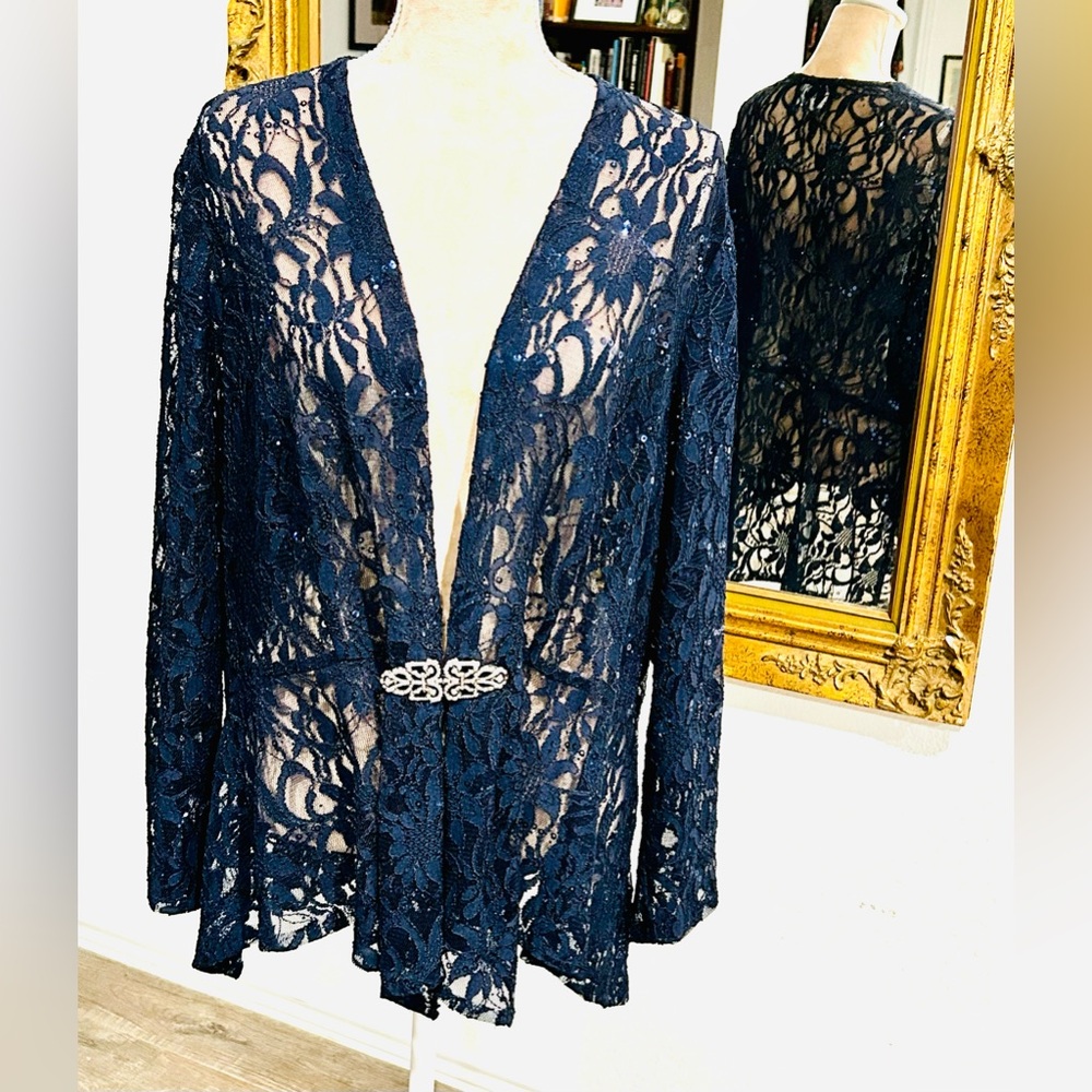 Ursula of Switzerland Goth Lace Cardigan Kimono Whimseygoth Sz 20W Witchy Vibes